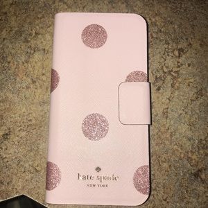 Kate Spade pink w/ glitter polka dots iPhone7 case
